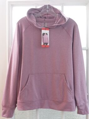 Danskin Lavender Pink Color Long Sleeve Melange Hoodie Sweatshirt